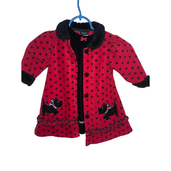 Toddler 18 Month Christmas Dress & Coat Cover Red/ Black - Picture 1 of 8